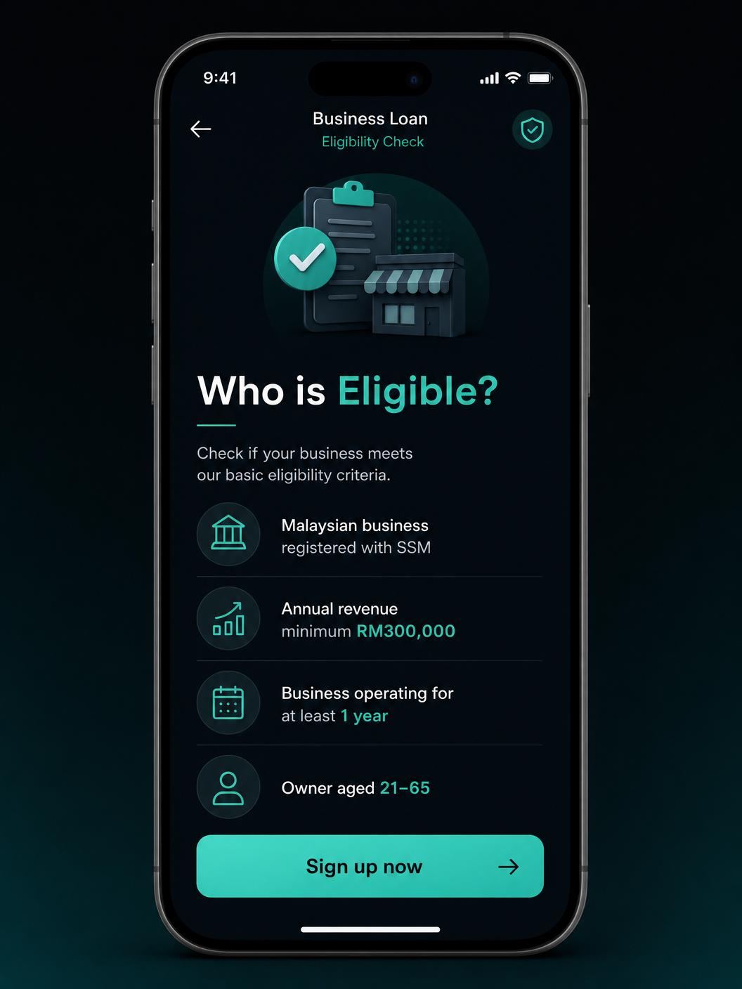 Eligibility check screen