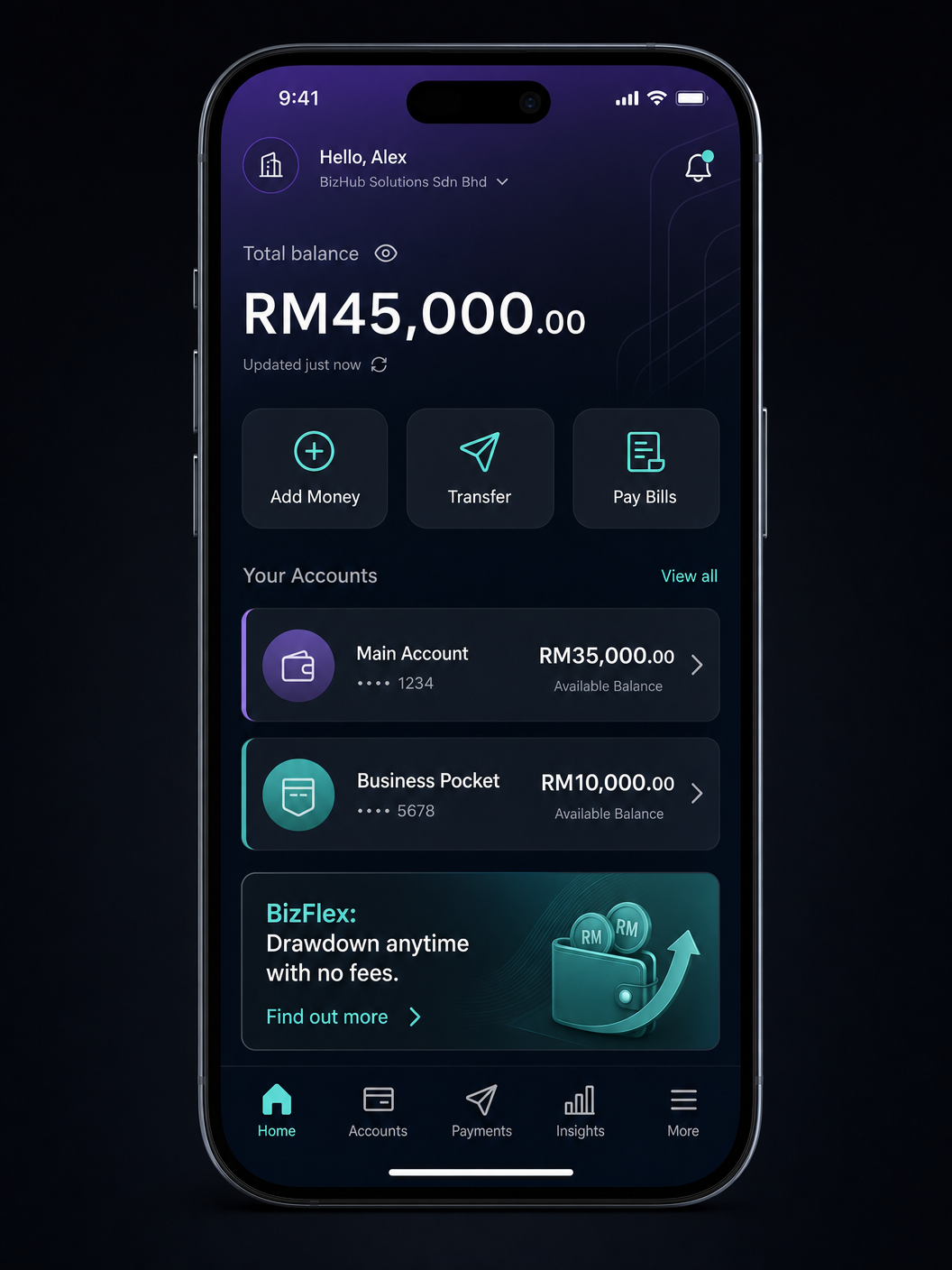 App home screen